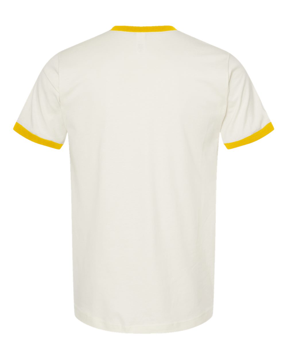 Rear View of Vintage White/ Mellow Yellow Fine Jersey Ringer T-Shirt - 246