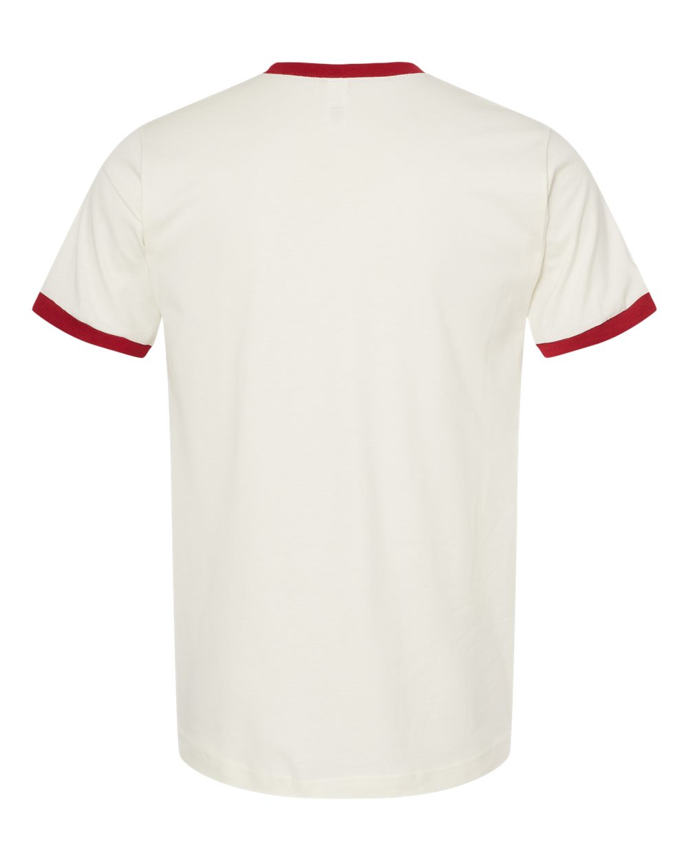 Rear View of Vintage White/ Rio Red Fine Jersey Ringer T-Shirt - 246