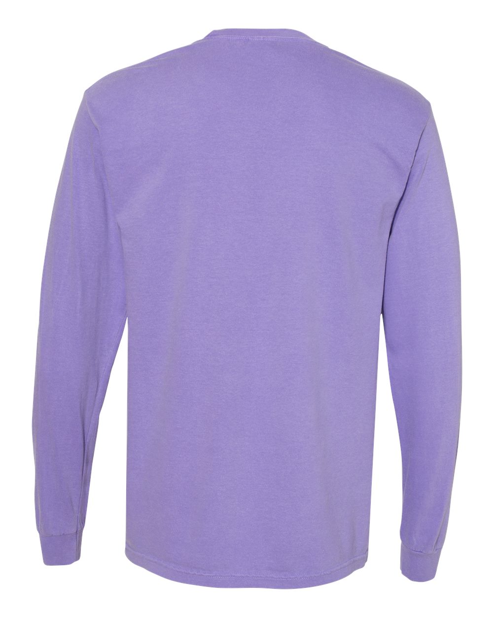 Rear View of Violet Garment-Dyed Heavyweight Long Sleeve Pocket T-Shirt - 4410