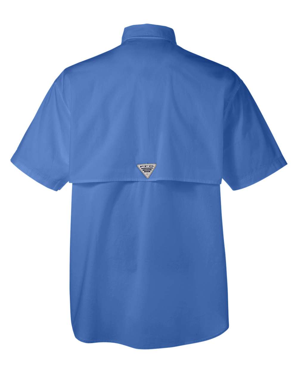 Rear View of Vivid Blue Bonehead™ Short Sleeve Shirt - 7130