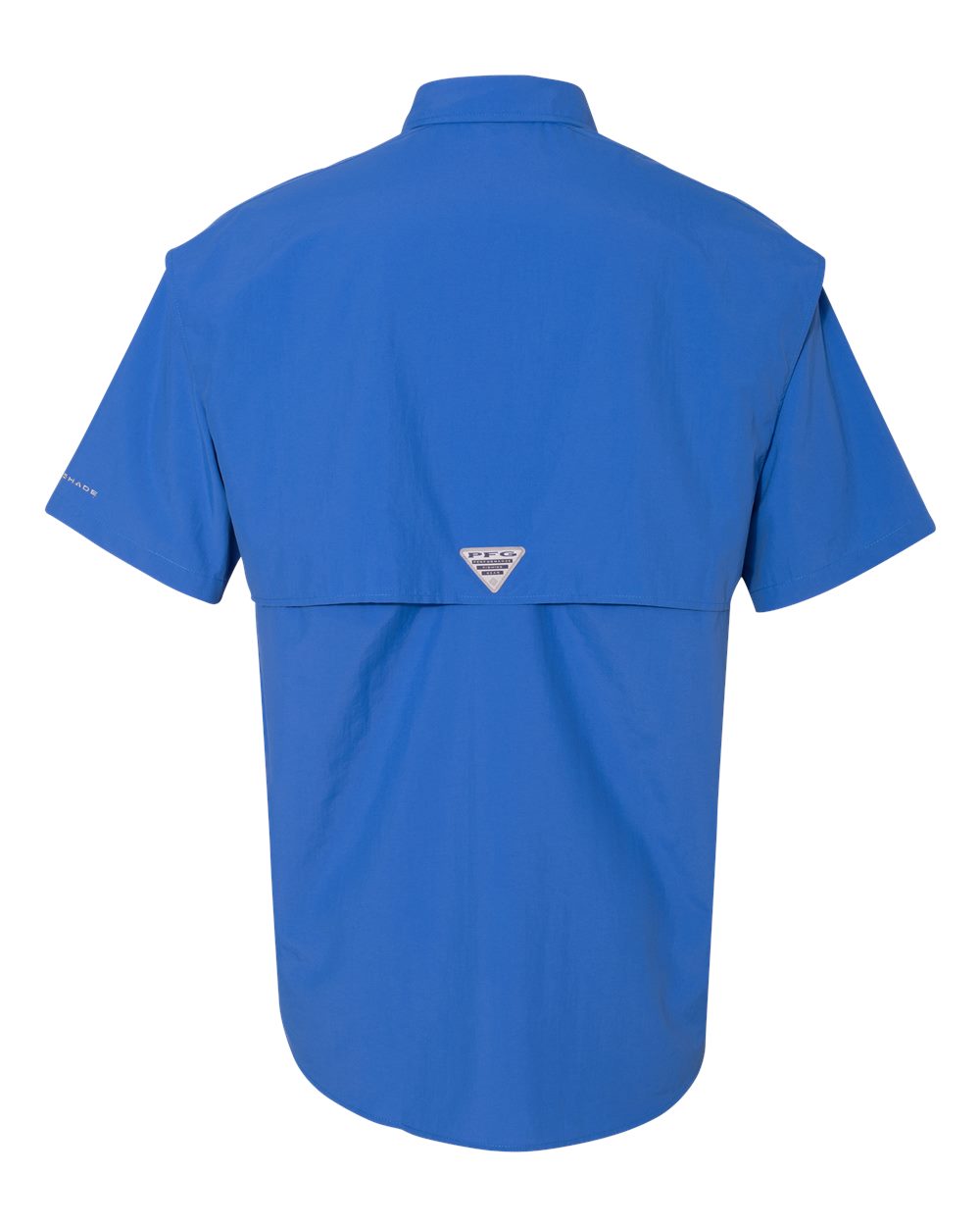 Rear View of Vivid Blue PFG Bahama™ II Short Sleeve Shirt - 212464