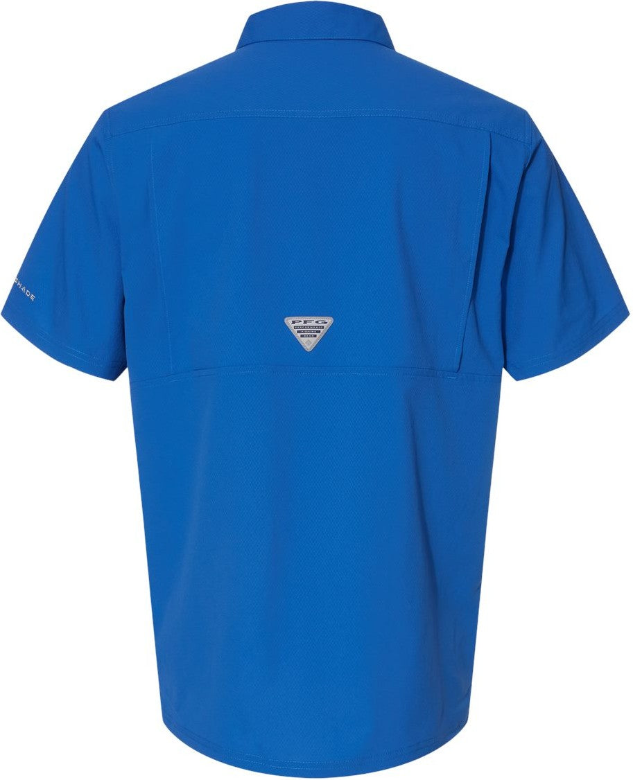 Rear View of Vivid Blue PFG Slack Tide™ Camp Shirt - 212484