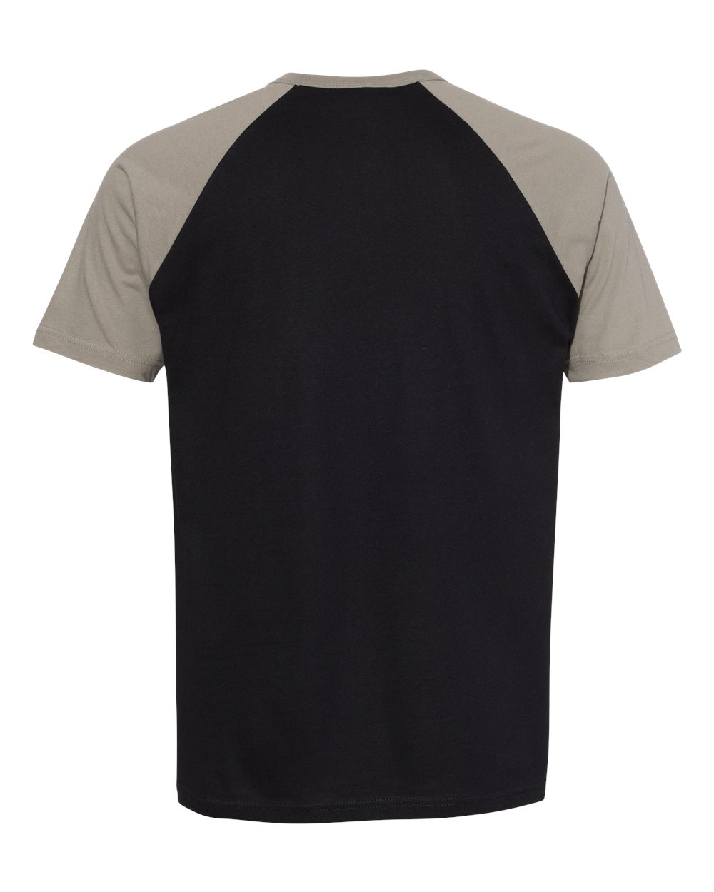 Rear View of Warm Grey/ Black Cotton Raglan T-Shirt - 3650