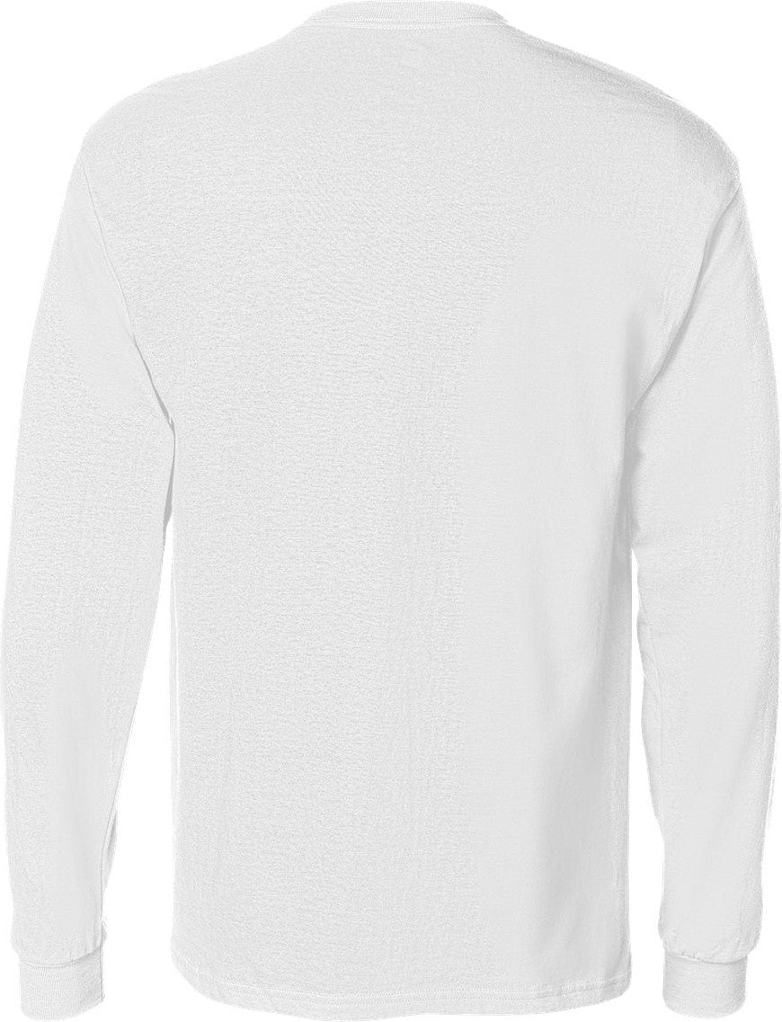 Rear View of White Authentic Long Sleeve Pocket T-Shirt - 5596