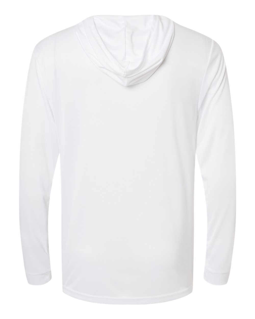 Front View of White Bahama Performance Hooded Long Sleeve T-Shirt - 220