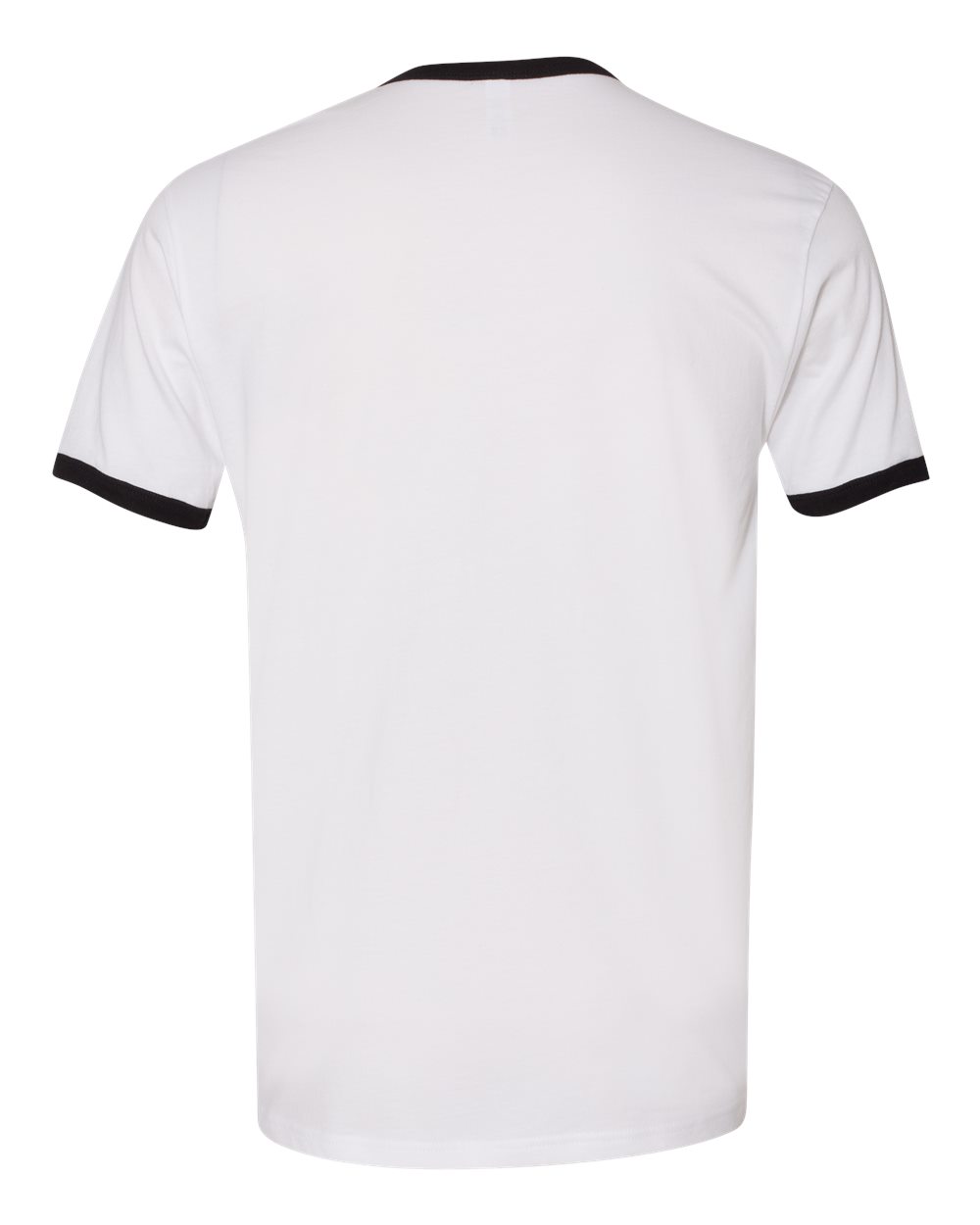 Rear View of White/ Black Cotton Ringer T-Shirt - 3604