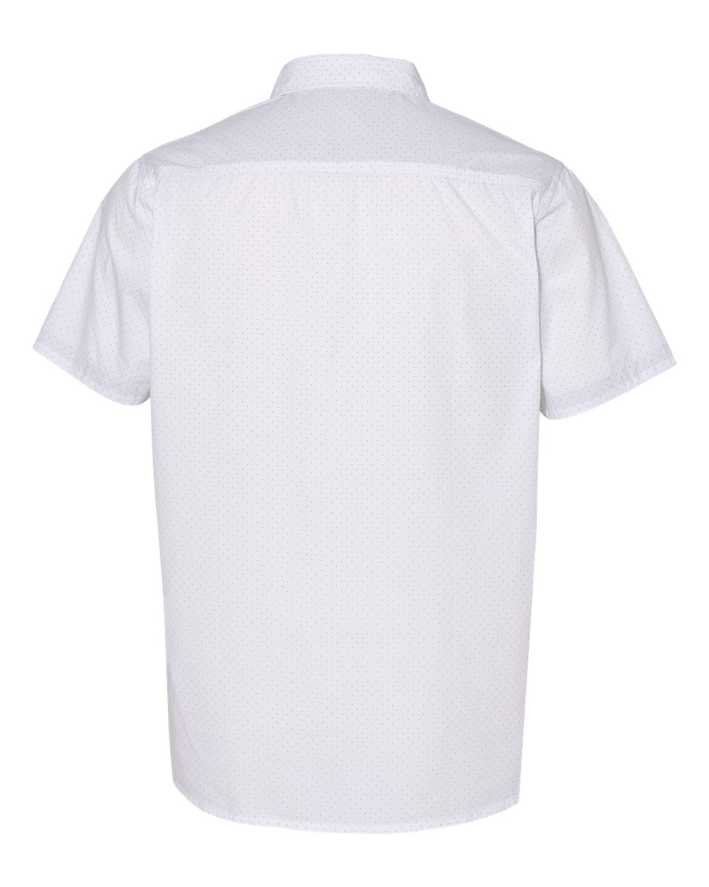 Rear View of White/ Black Dot Peached Printed Poplin Short Sleeve Shirt - 9290