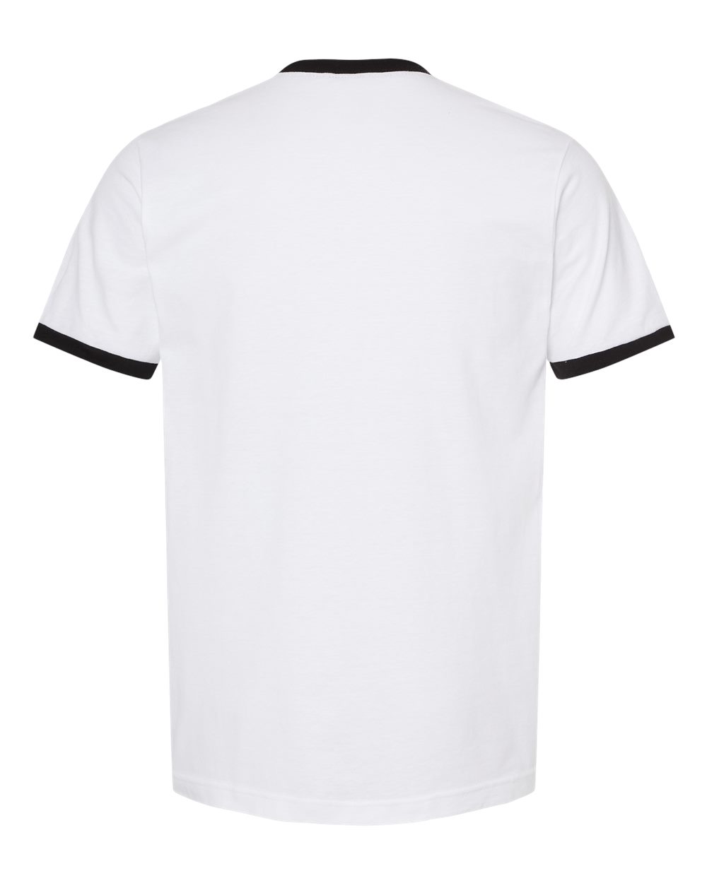 Rear View of White/ Black Fine Jersey Ringer T-Shirt - 246