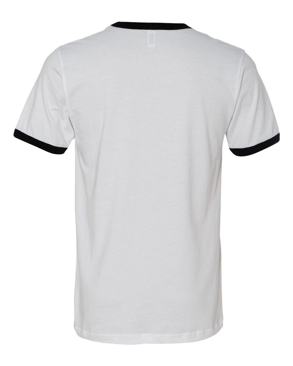 Rear View of White/ Black Jersey Heather Ringer Tee - 3055