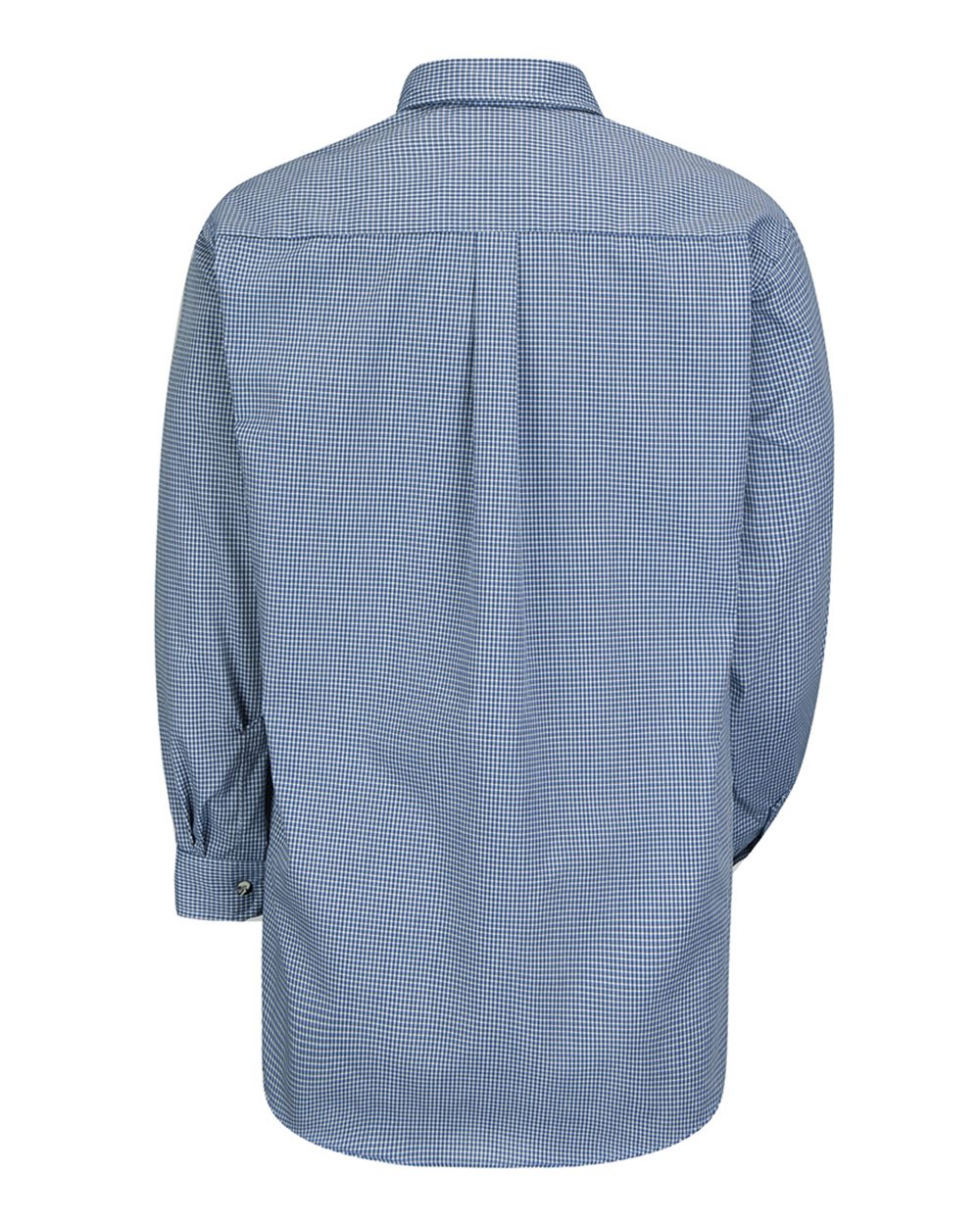 Front View of White/ Blue Plaid - 367 Mini-Plaid Uniform Long Sleeve Shirt - SP74