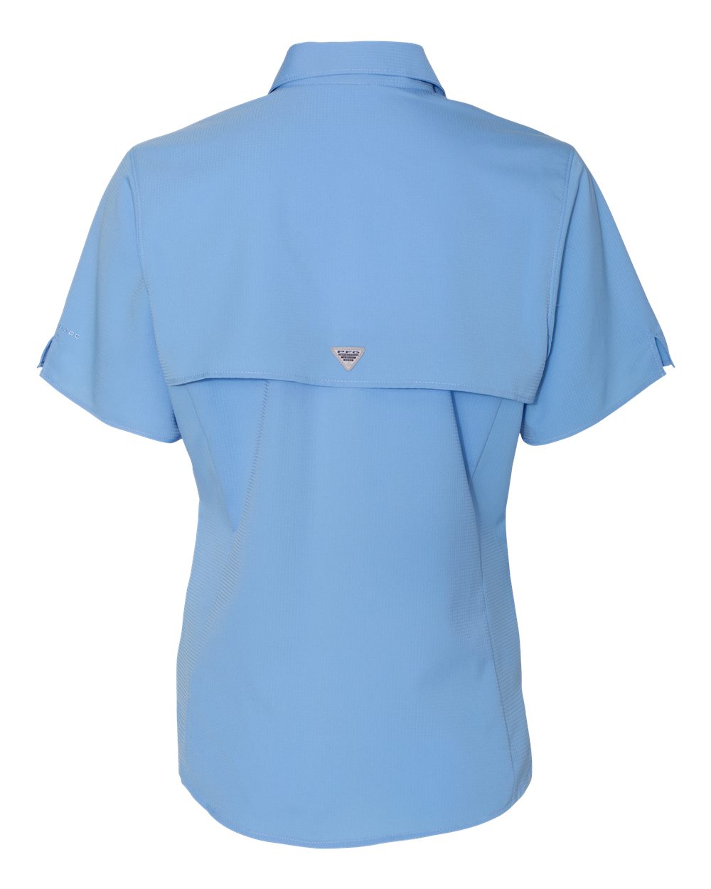 Rear View of White Cap Blue Women's PFG Tamiami™ II Short Sleeve Shirt - 127571