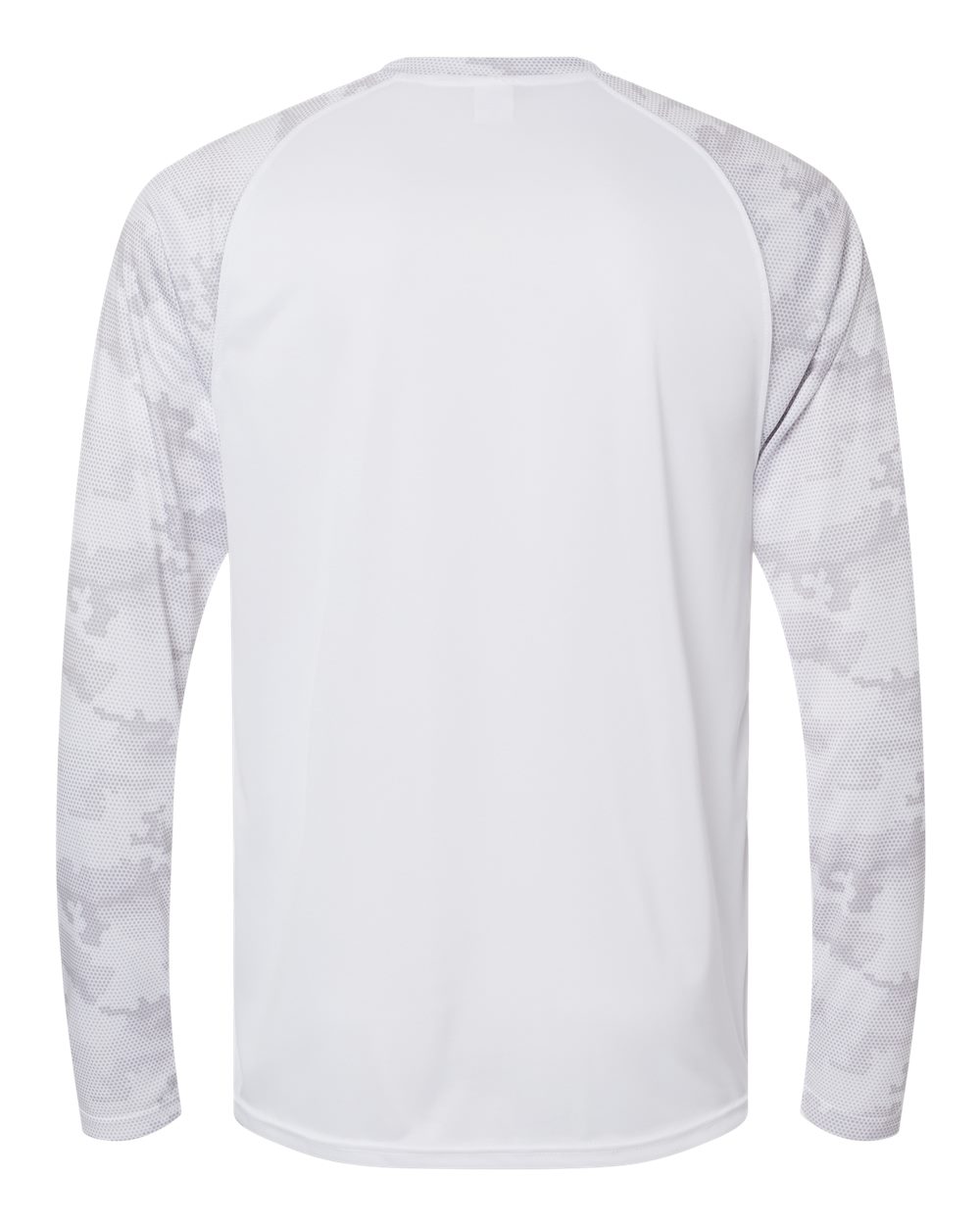 Front View of White Cayman Performance Camo Colorblocked Long Sleeve T-Shirt - 216