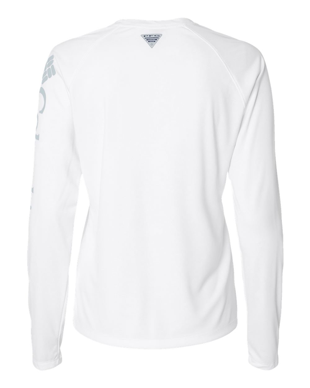 Rear View of White/ Cirrus Grey Women's PFG Tidal Tee™ II Long Sleeve - 212485