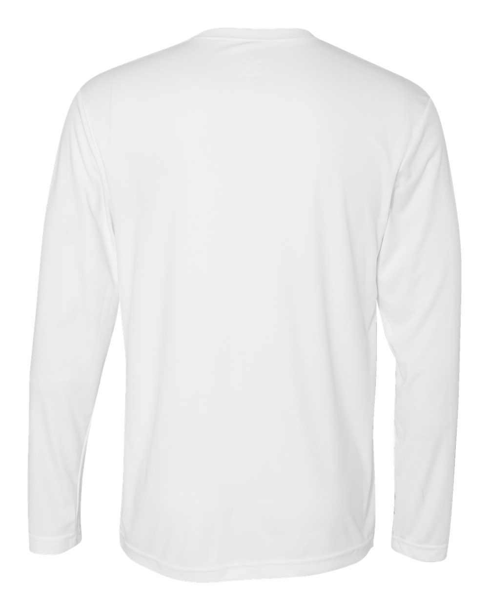 Rear View of White Cool DRI® Long Sleeve Performance T-Shirt - 482L