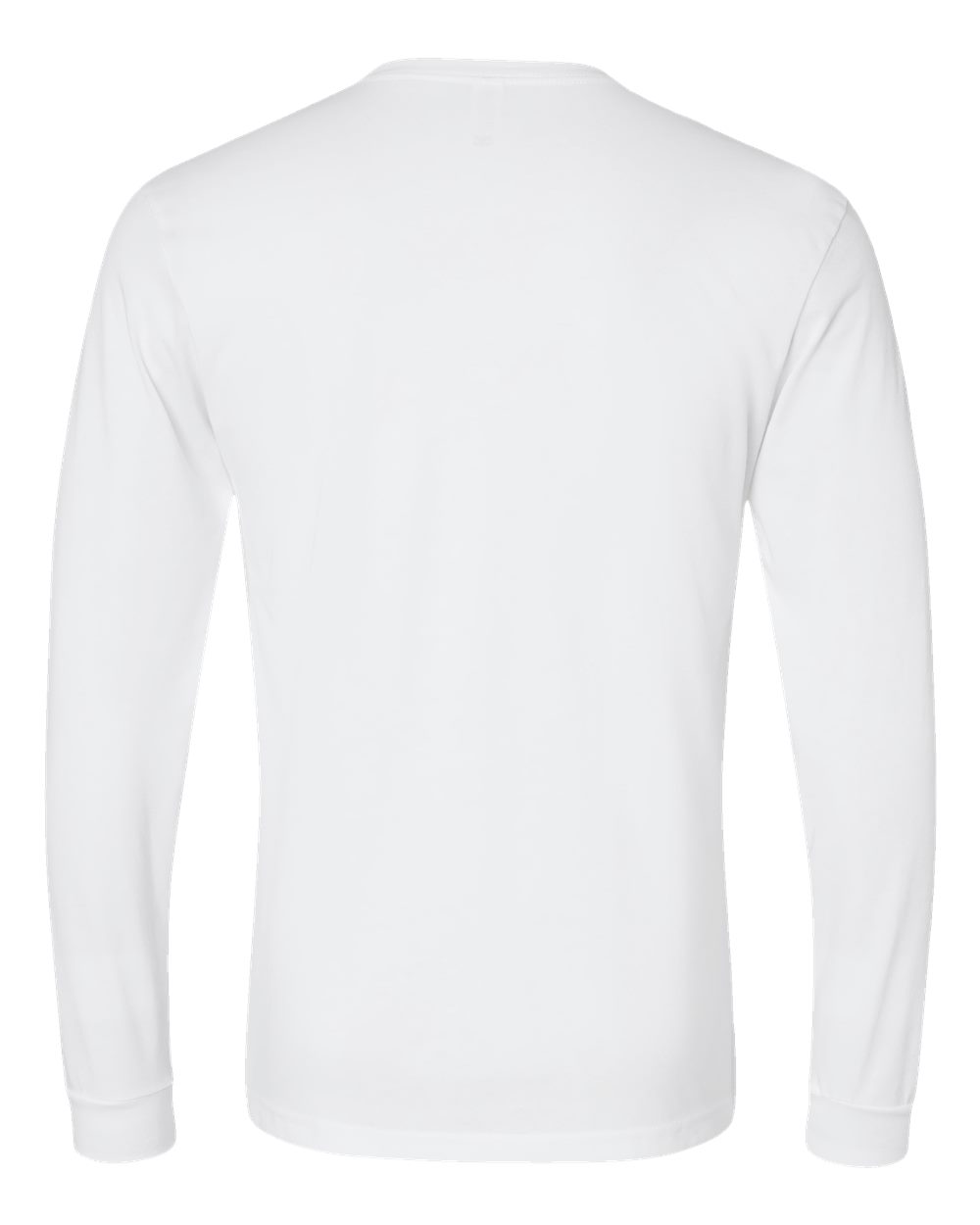 Rear View of White CVC Long Sleeve T-Shirt - 6211