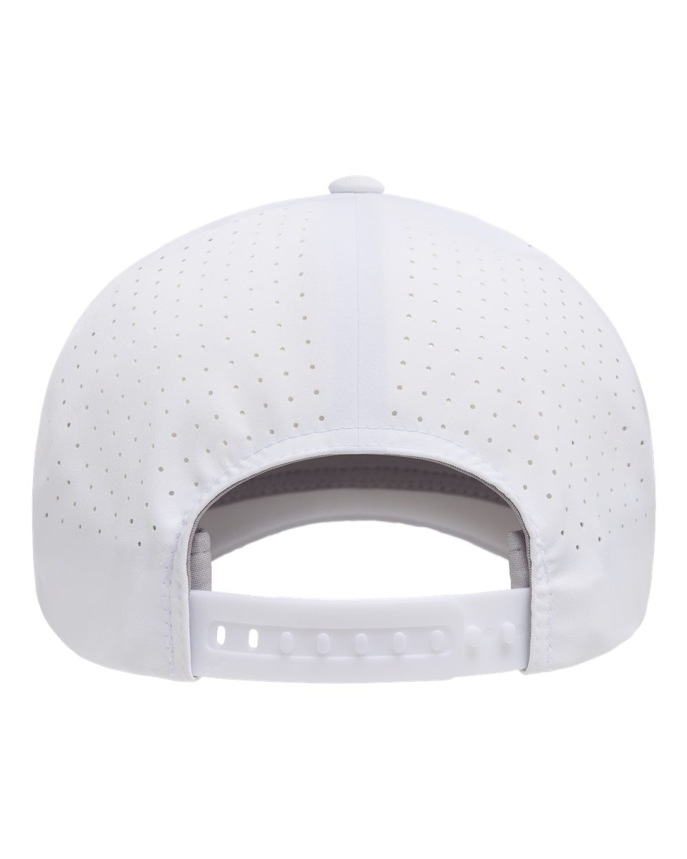Rear View of White Delta® Snapback Perforated Cap - 180AP