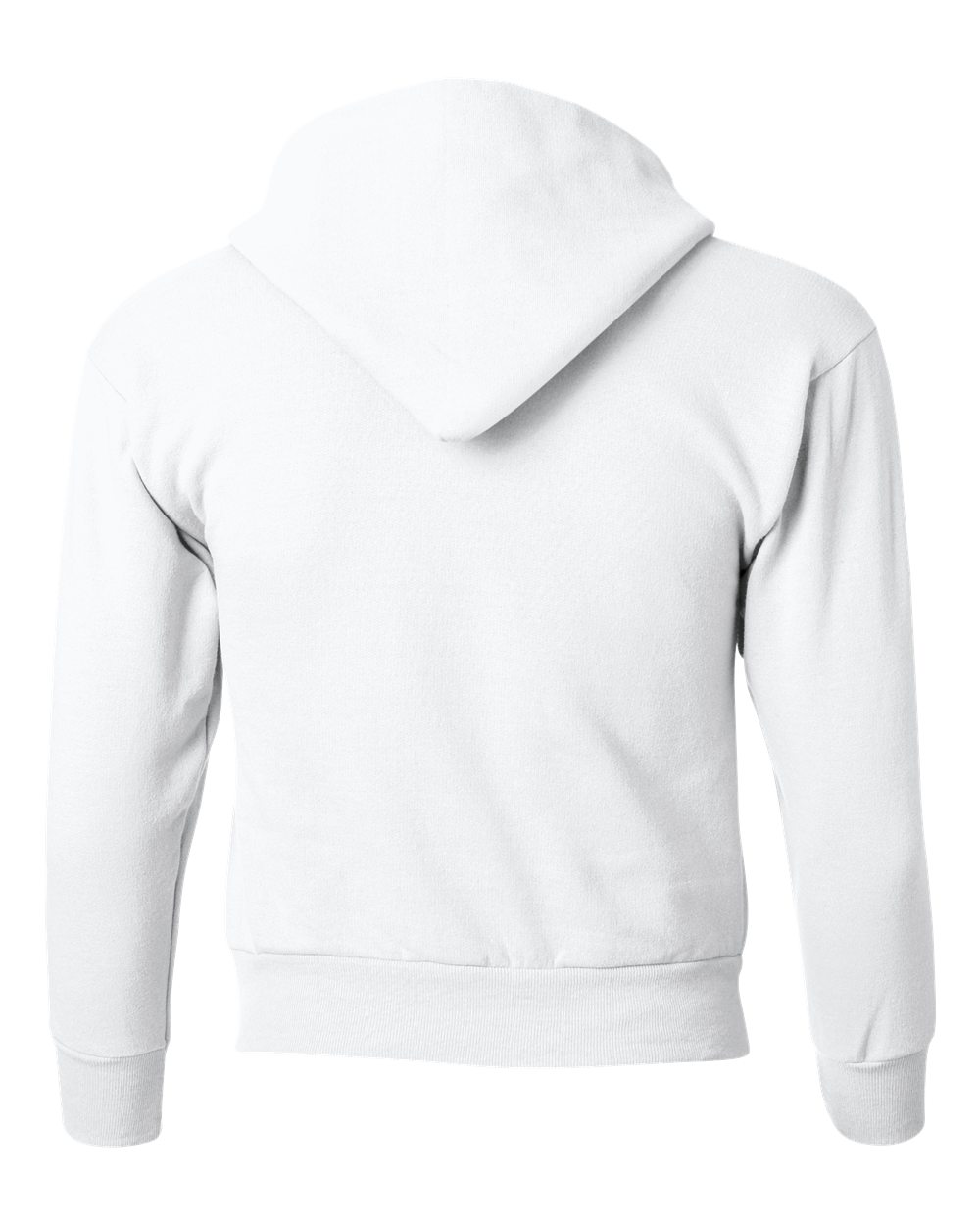 Rear View of White Ecosmart® Youth Hooded Sweatshirt - P473
