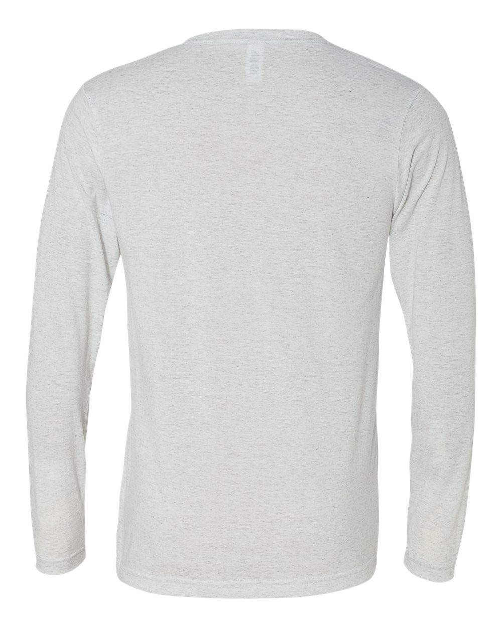 Rear View of White Fleck Triblend Long Sleeve V-Neck Tee - 3425