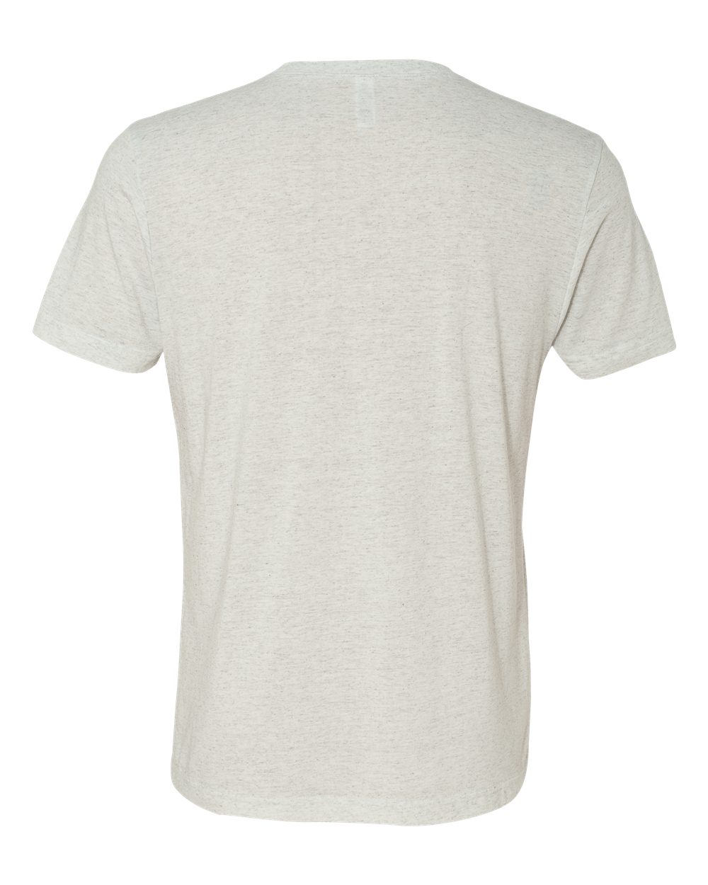 Rear View of White Fleck Triblend Short Sleeve Henley - 3125