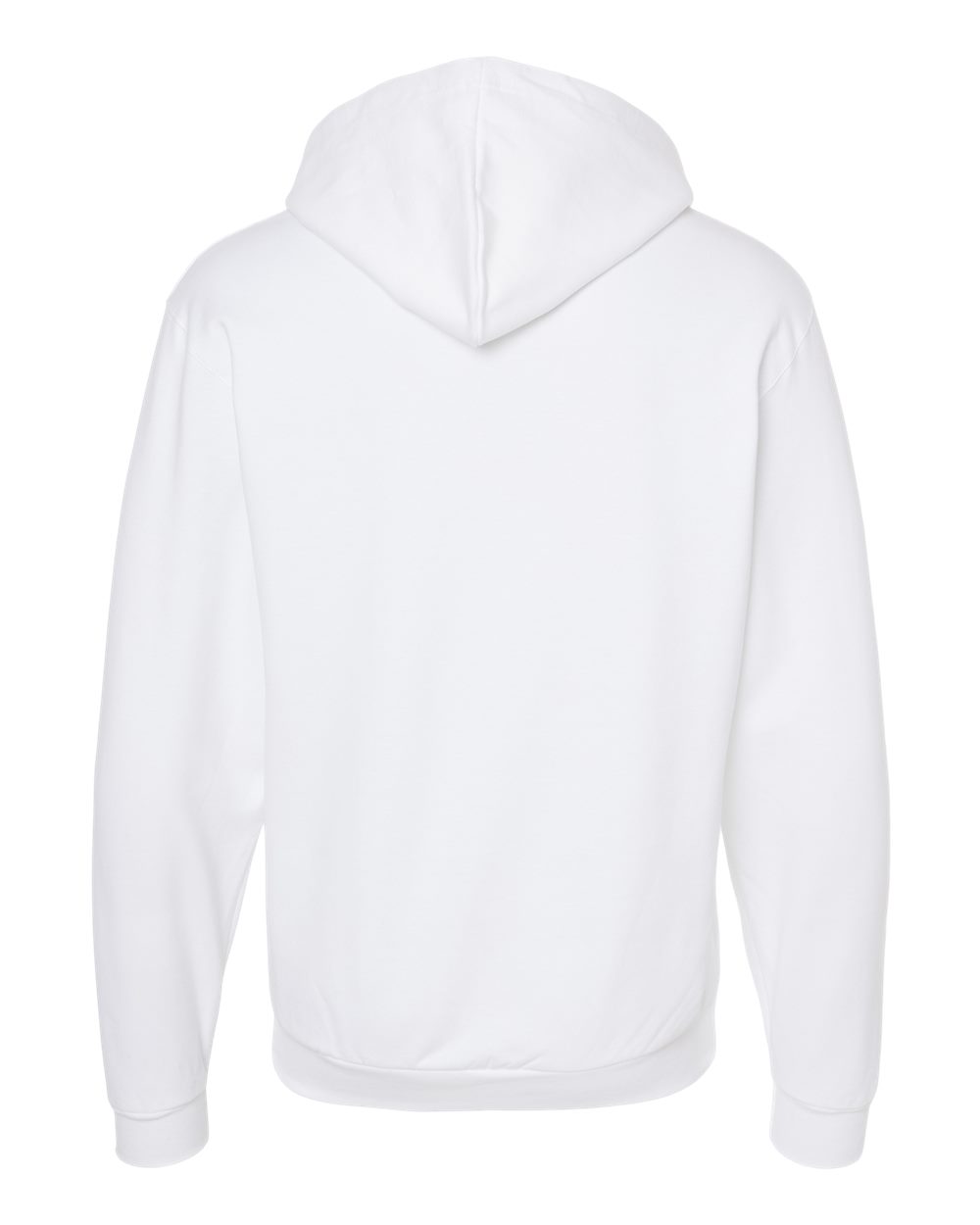 Rear View of White Full-Zip Hooded Sweatshirt - 331