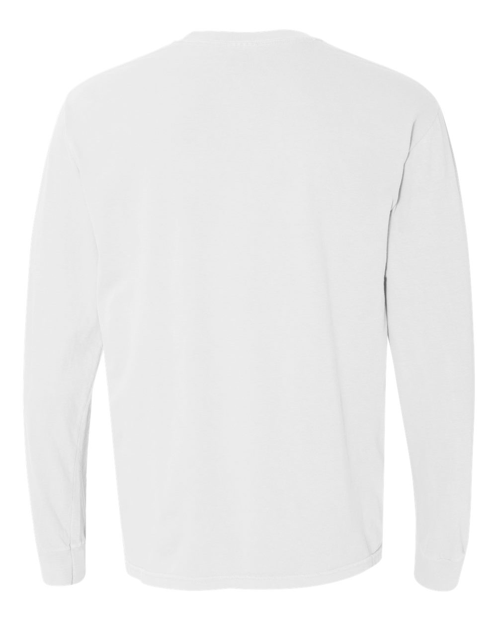 Rear View of White Garment-Dyed Heavyweight Long Sleeve T-Shirt - 6014