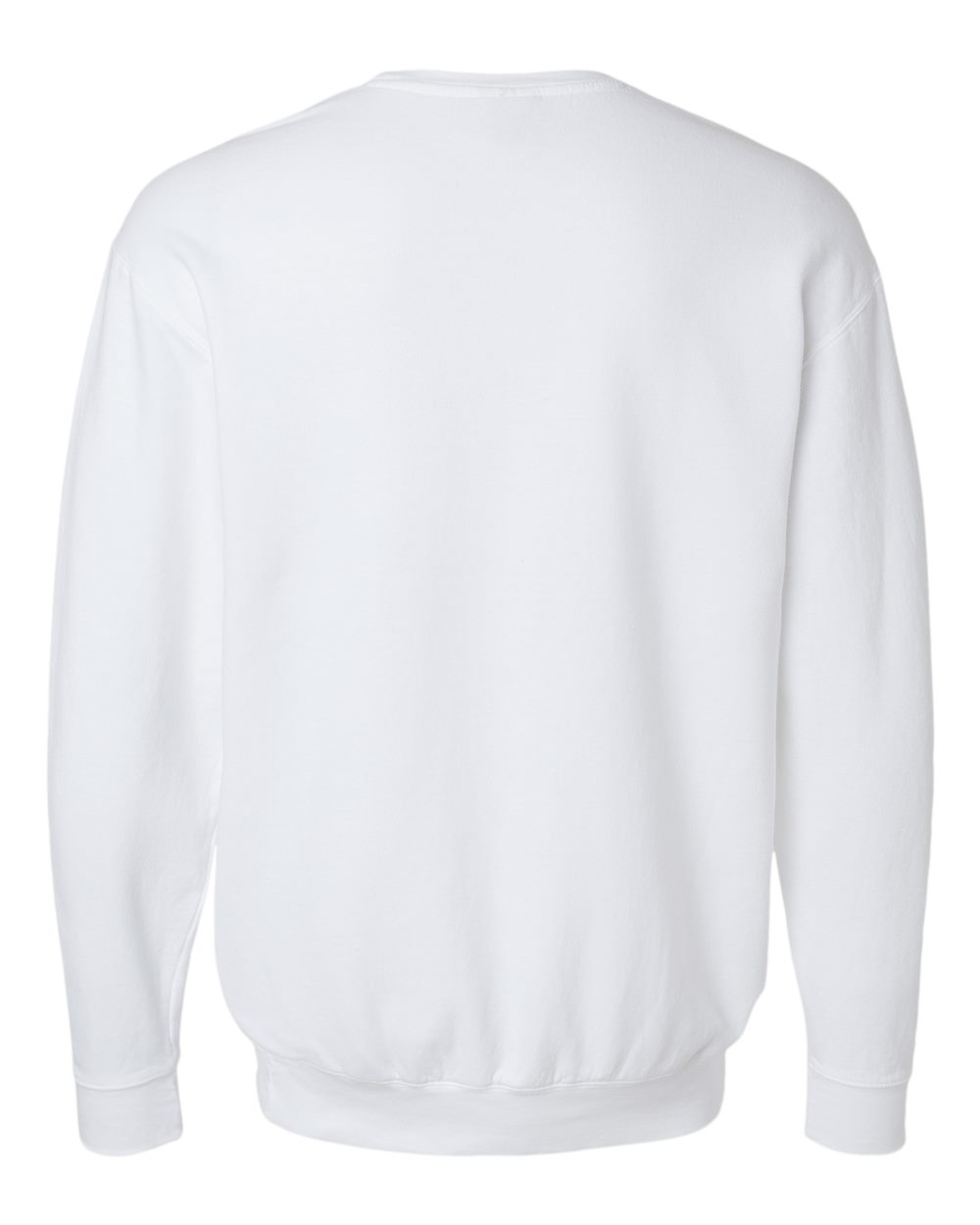 Rear View of White Garment-Dyed Lightweight Fleece Crewneck Sweatshirt - 1466