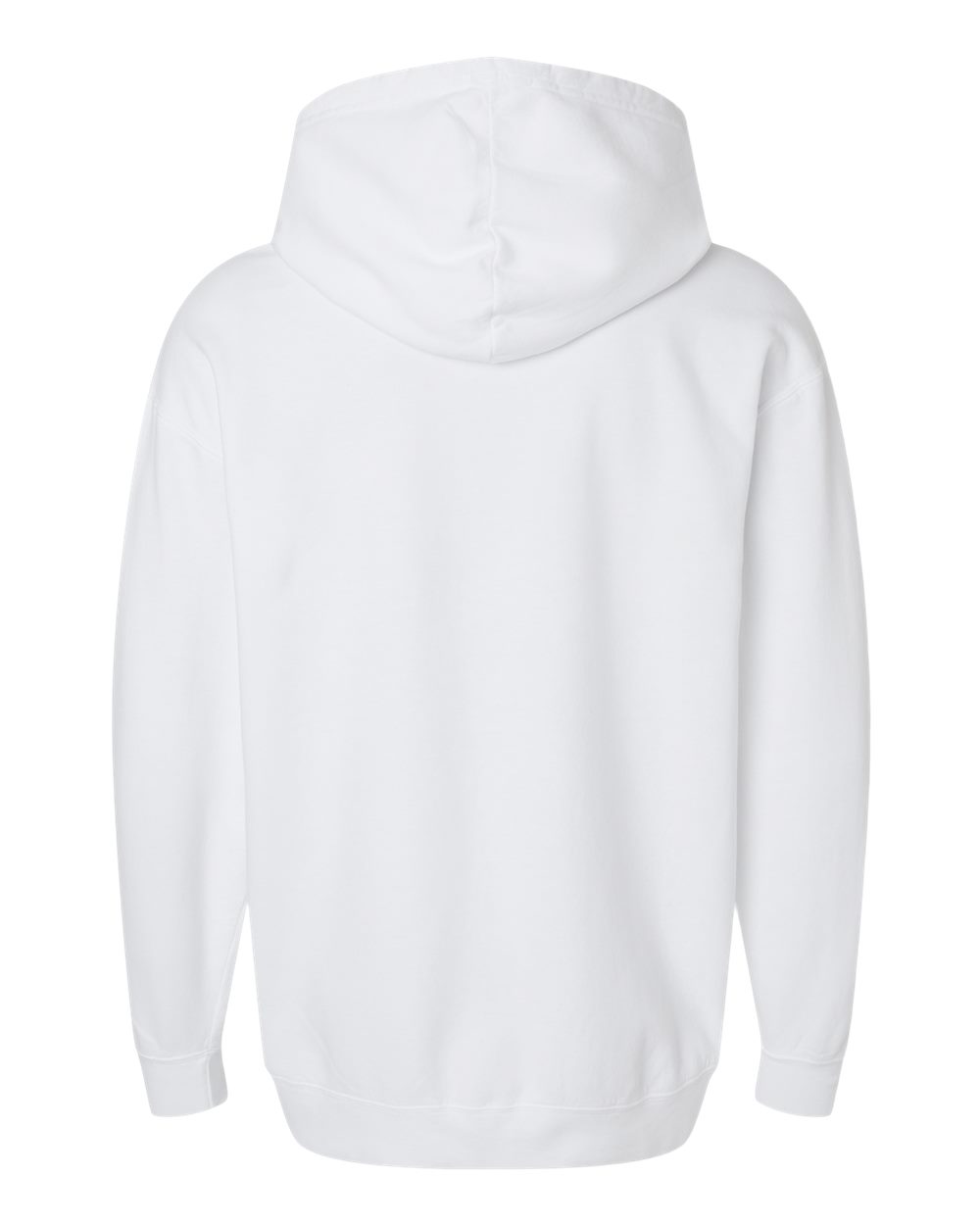 Rear View of White Garment-Dyed Lightweight Fleece Hooded Sweatshirt - 1467