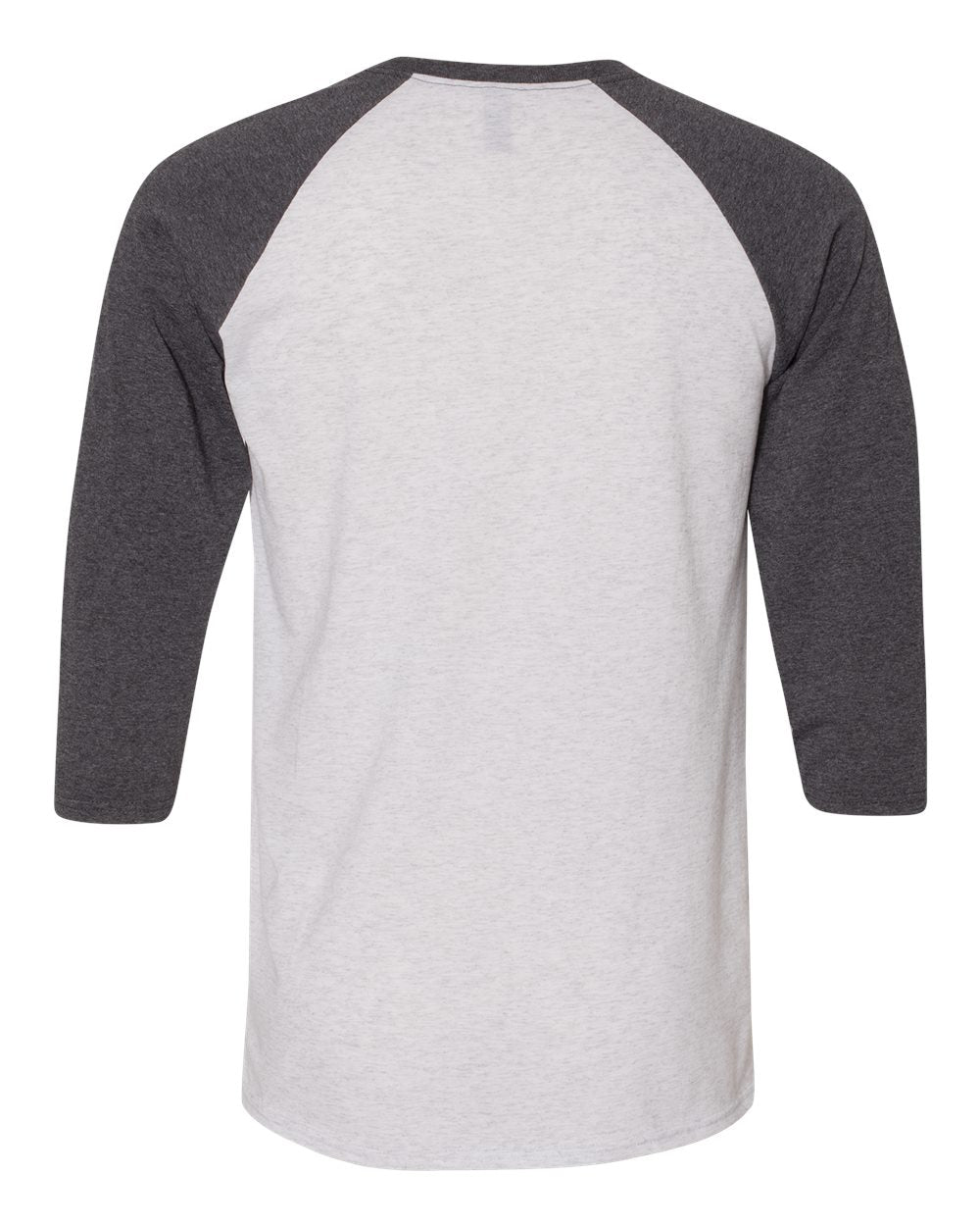 Rear View of White Heather/ Black Heather Triblend Three-Quarter Raglan Baseball T-Shirt - 601RR