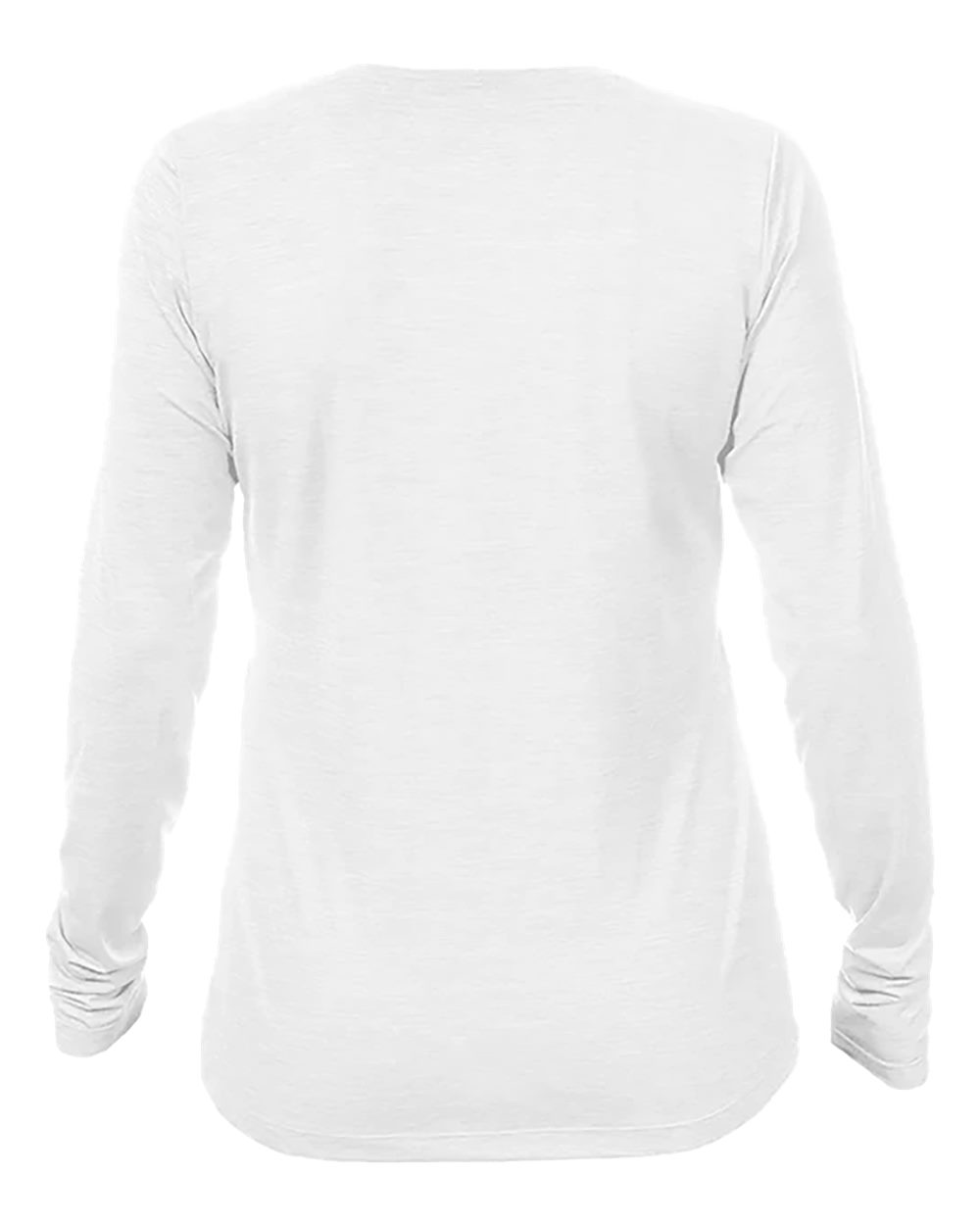 Rear View of White Heathered Women's Breeze Tech Long Sleeve T-Shirt - WSBRZL0