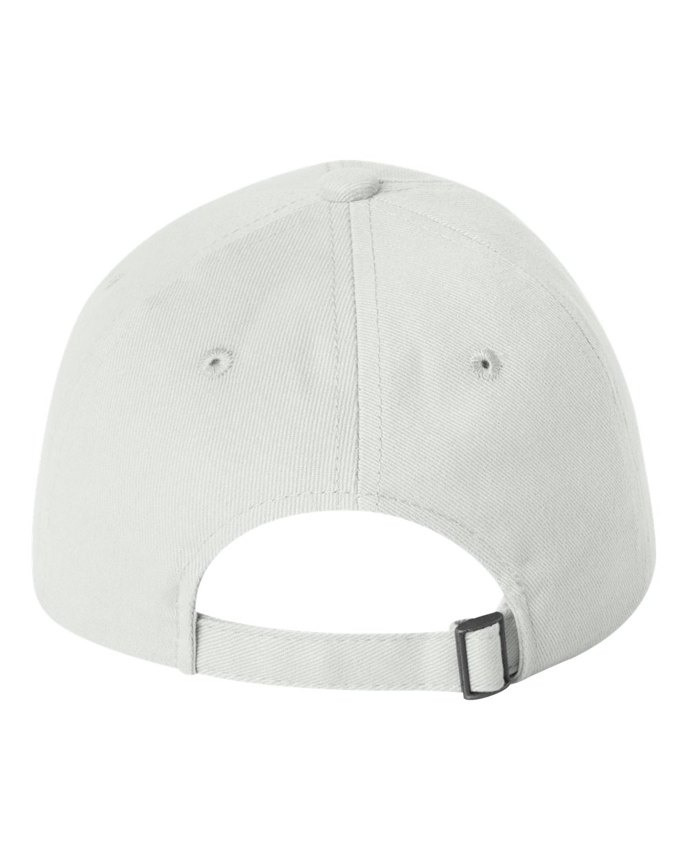 Rear View of White Heavy Brushed Twill Unstructured Cap - 9610