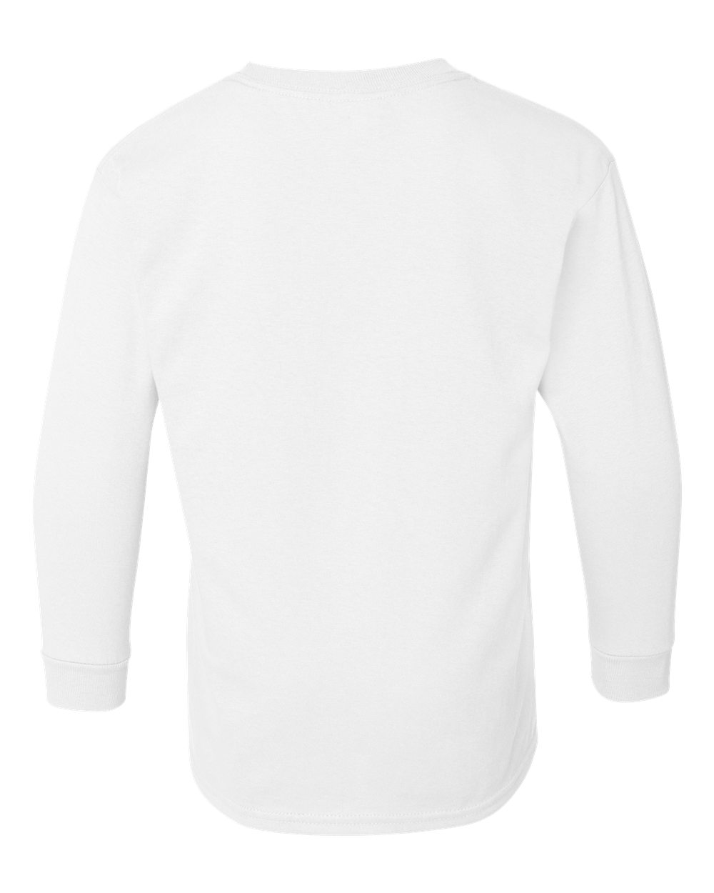 Rear View of White Heavy Cotton™ Youth Long Sleeve T-Shirt - 5400B