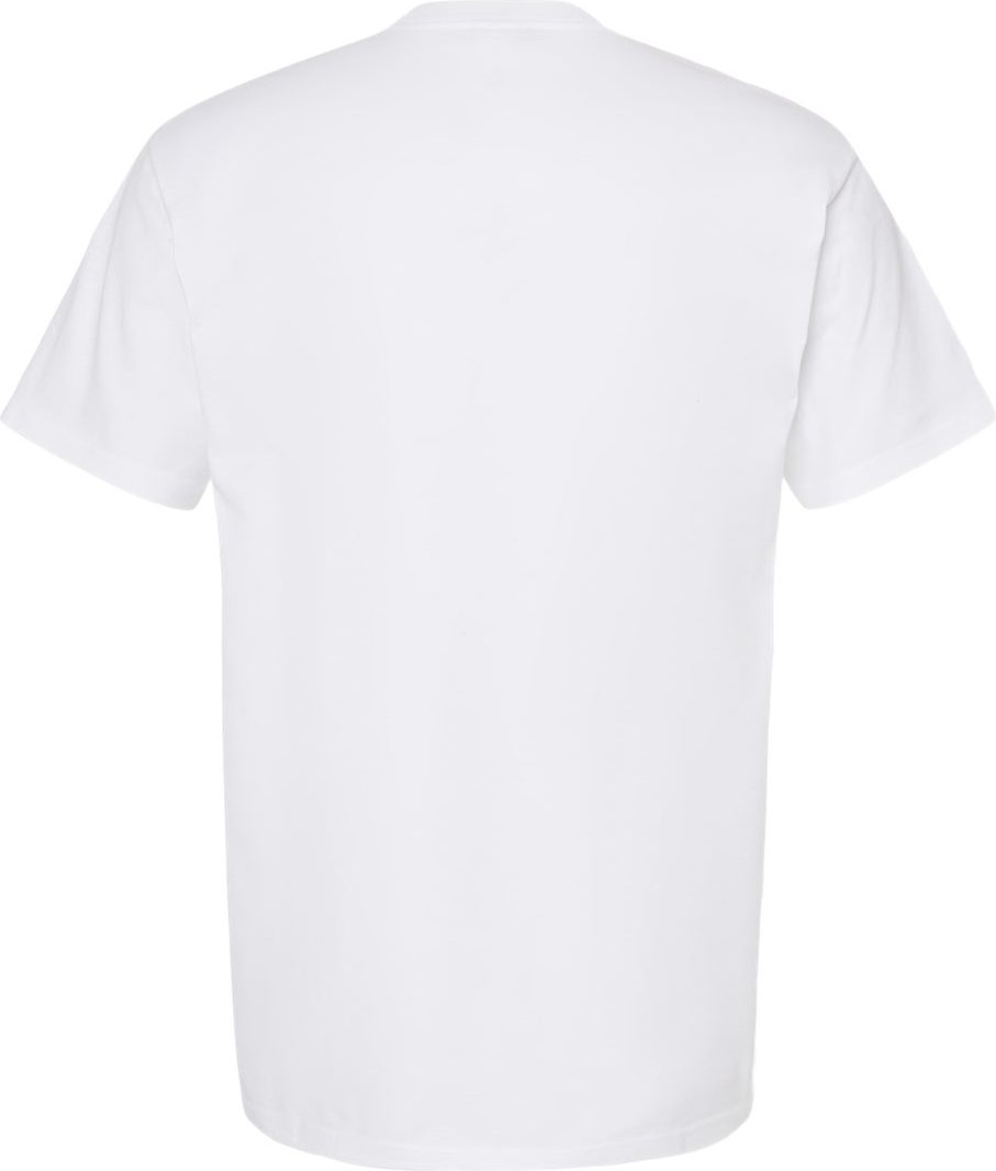 Rear View of White Heavyweight Jersey Pocket T-Shirt - 293