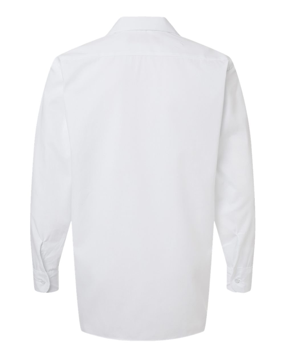 Rear View of White Industrial Long Sleeve Work Shirt - Tall Sizes - L535T