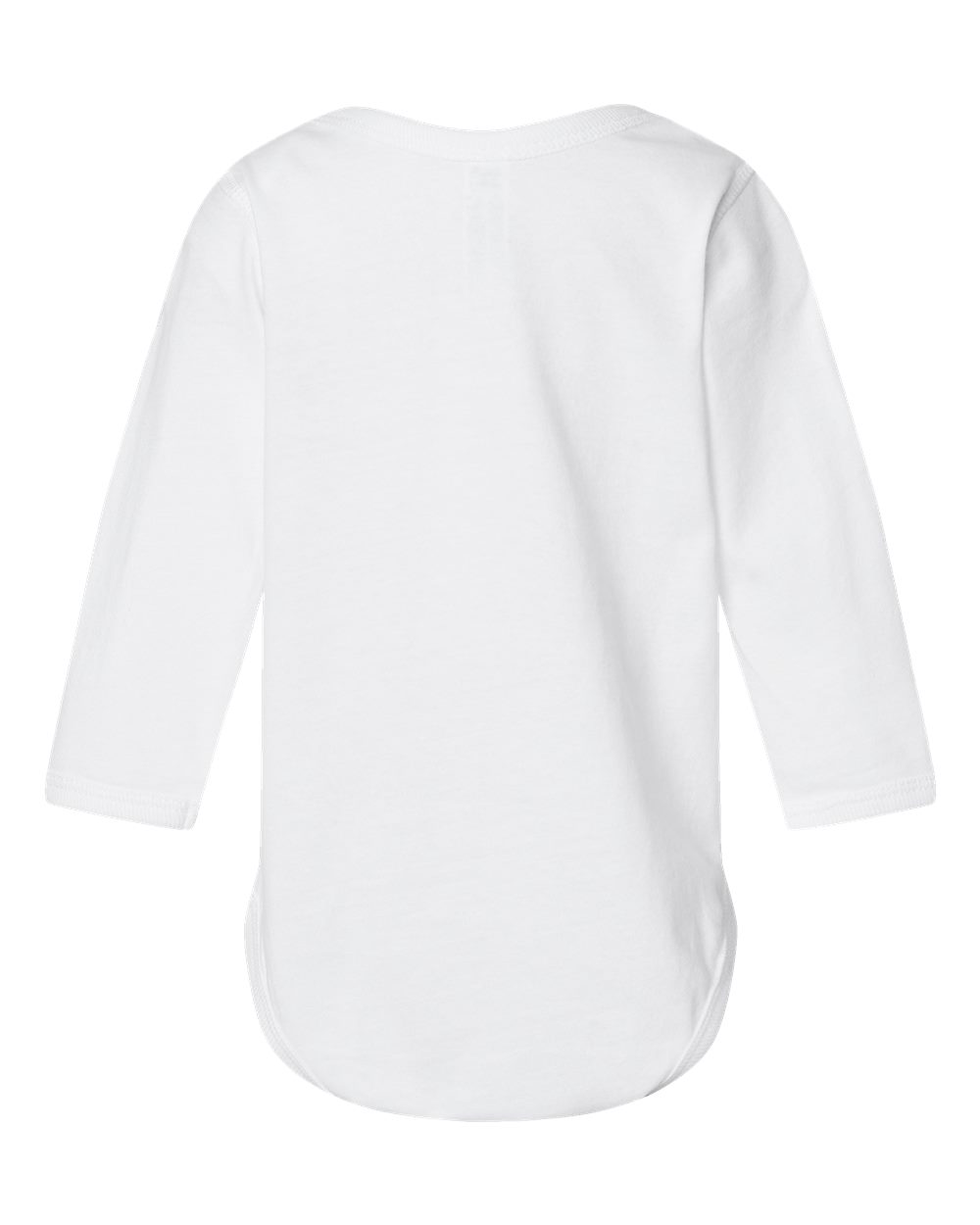 Rear View of White Infant Fine Jersey Long Sleeve Bodysuit - 4421
