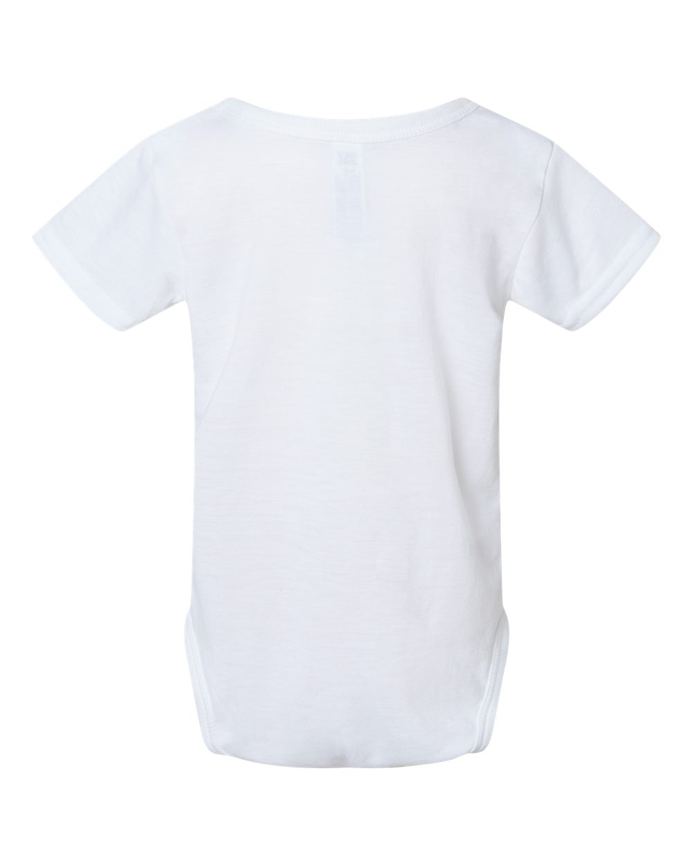 Rear View of White Infant Polyester Sublimation Bodysuit - 4610