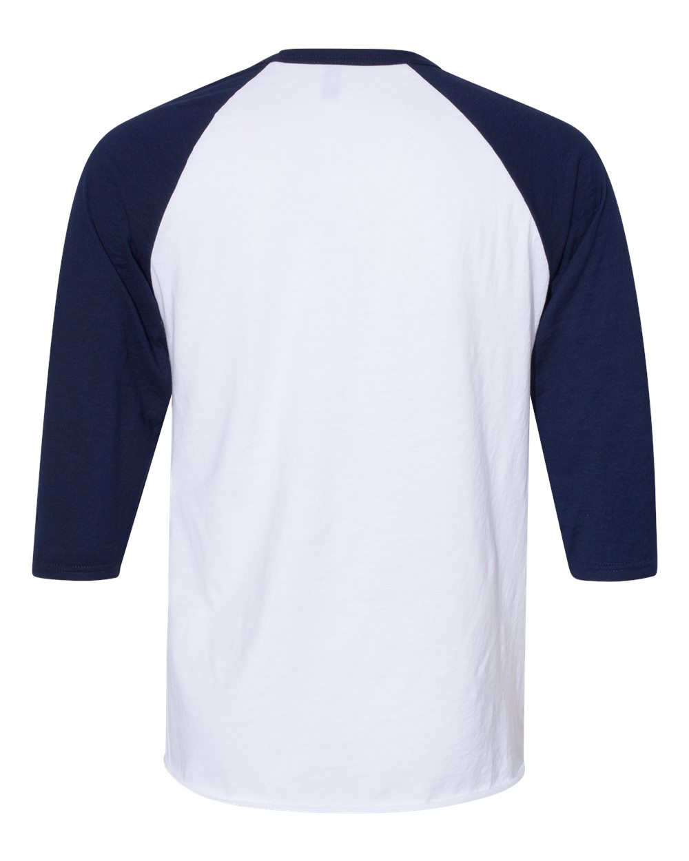 Front View of White/ J. Navy Premium Blend Ringspun Three-Quarter Sleeve Raglan Baseball T-Shirt - 560RR