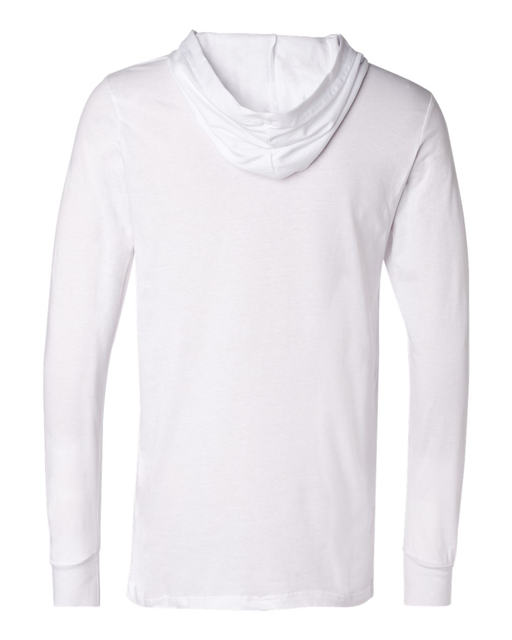 Rear View of White Jersey Hooded Long Sleeve Tee - 3512