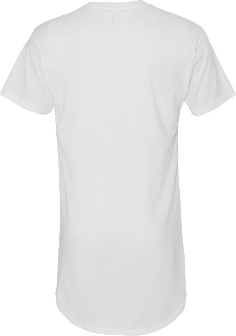 Rear View of White Long Body Urban Tee - 3006