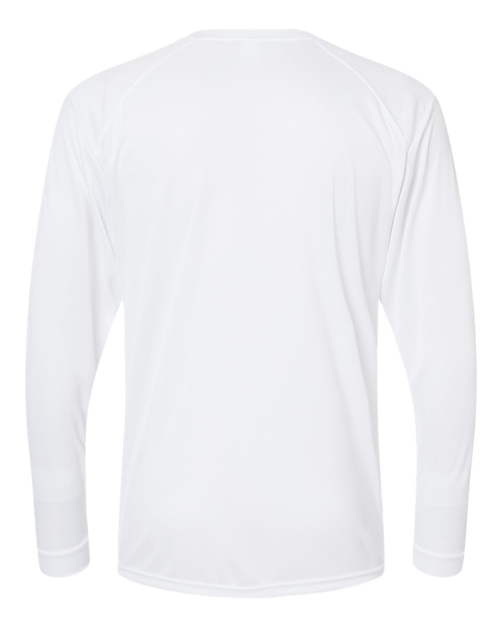 Front View of White Long Islander Performance Long Sleeve T-Shirt - 210