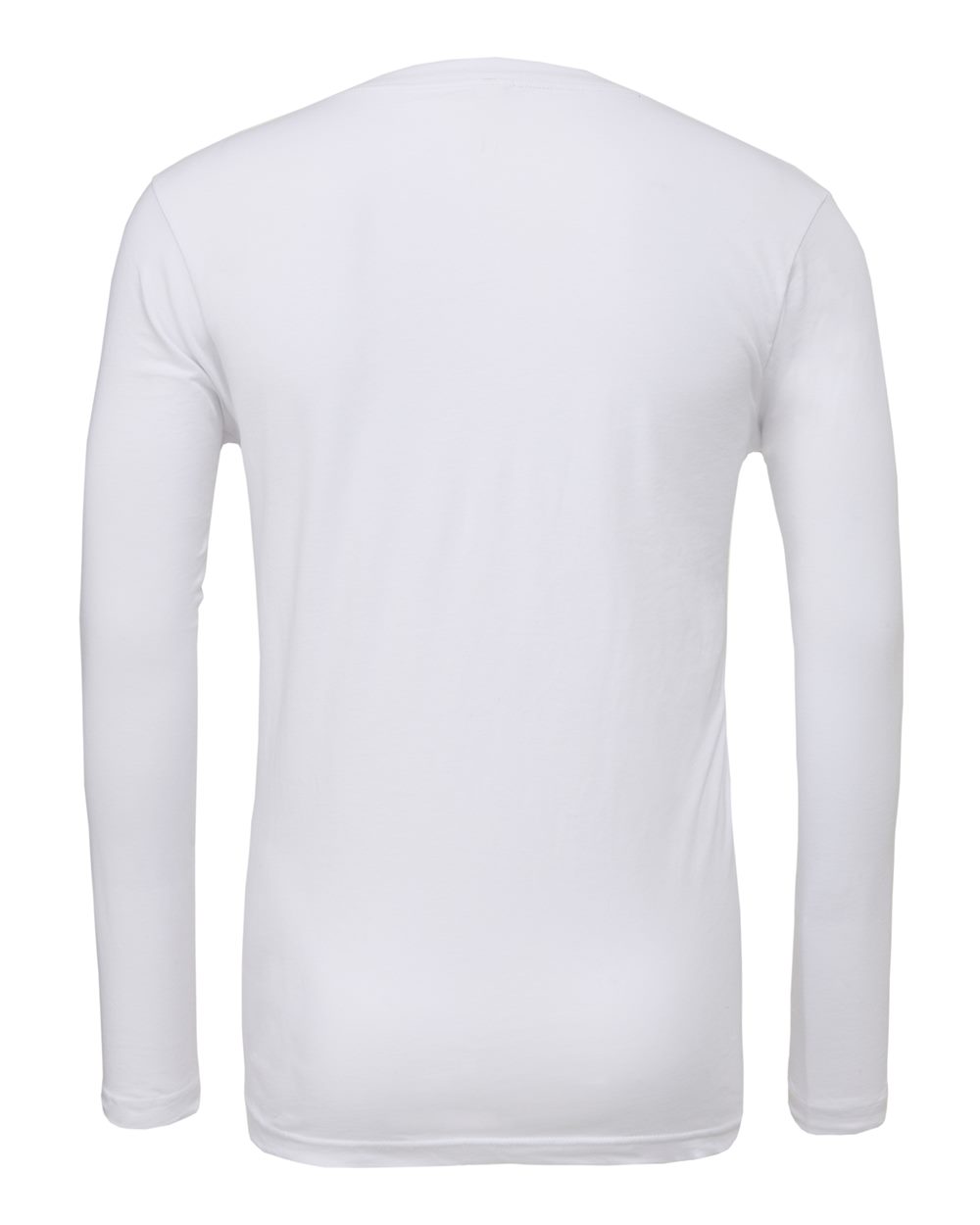 Rear View of White Long Sleeve V-Neck Tee - 3425