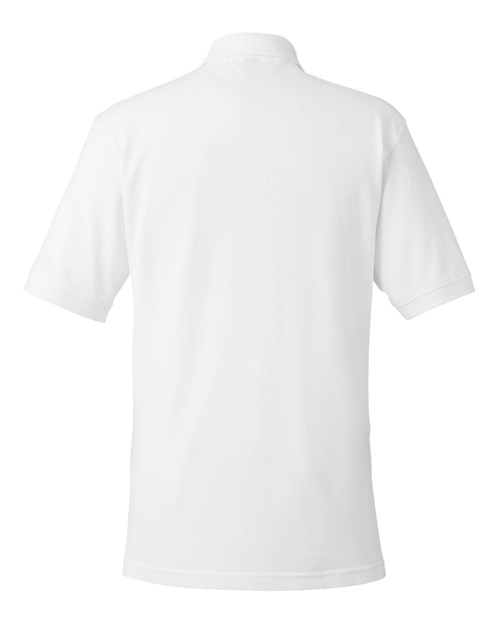 Rear View of White Men's Pique Polo - M200