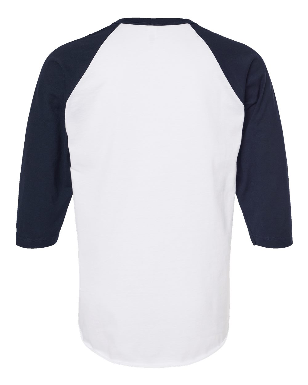 Rear View of White/ Navy Fine Jersey Raglan T-Shirt - 245