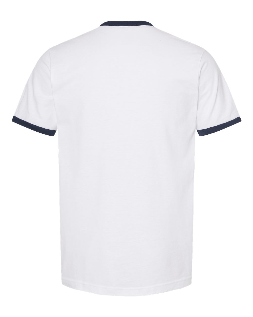 Rear View of White/ Navy Fine Jersey Ringer T-Shirt - 246