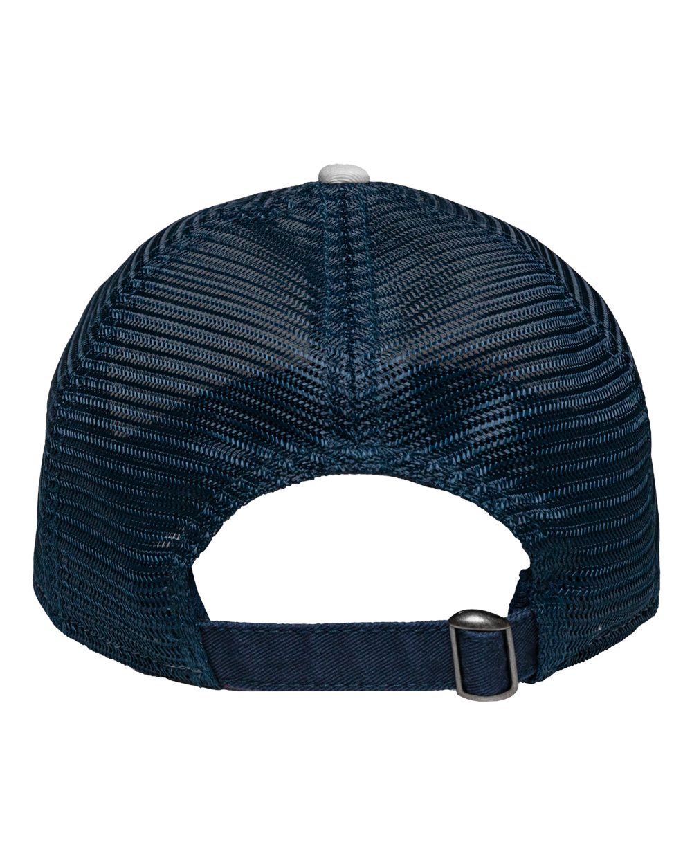 Rear View of White/ Navy Mesh Dad Hat Fit - SP1750