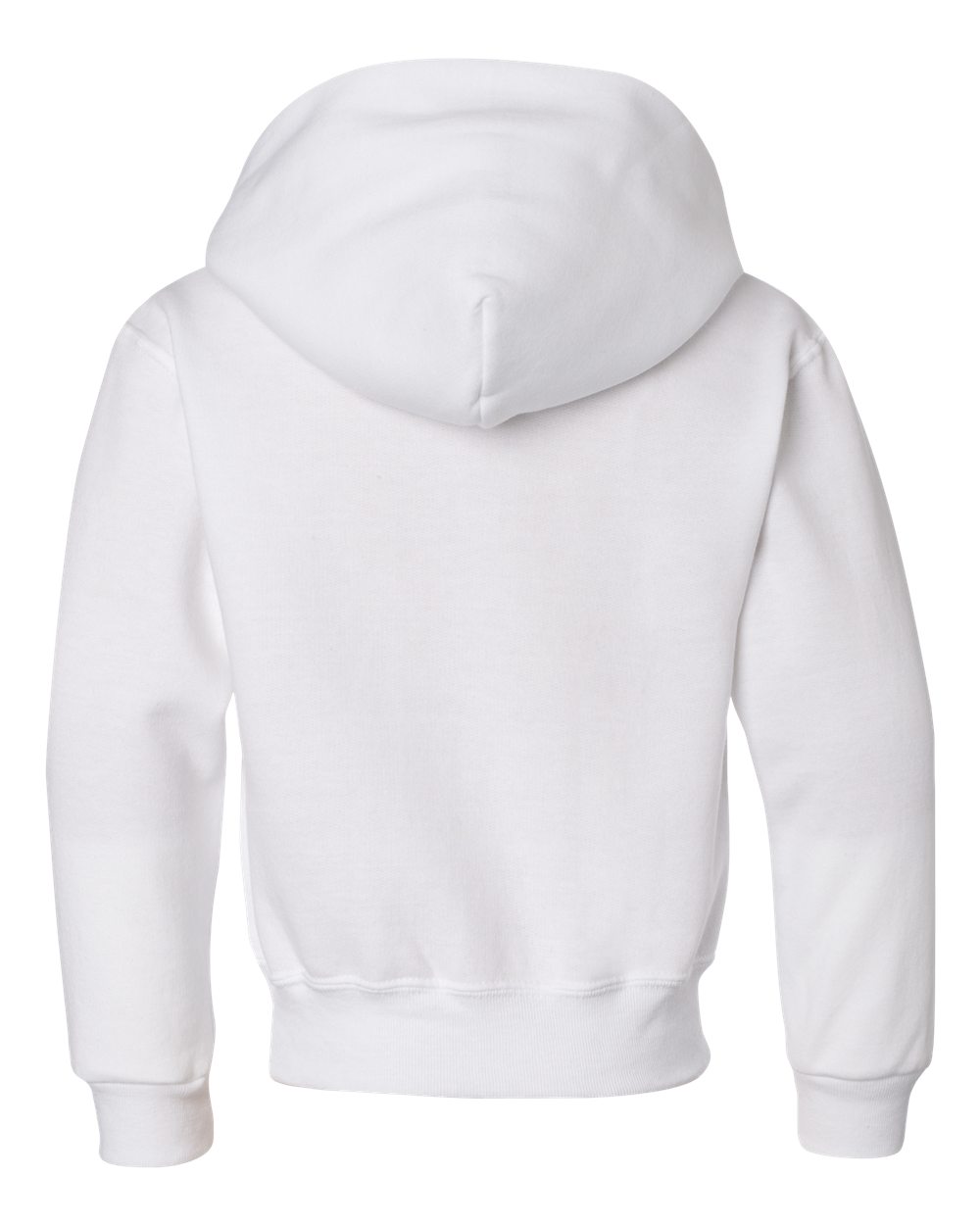Rear View of White NuBlend® Youth Hooded Sweatshirt - 996YR