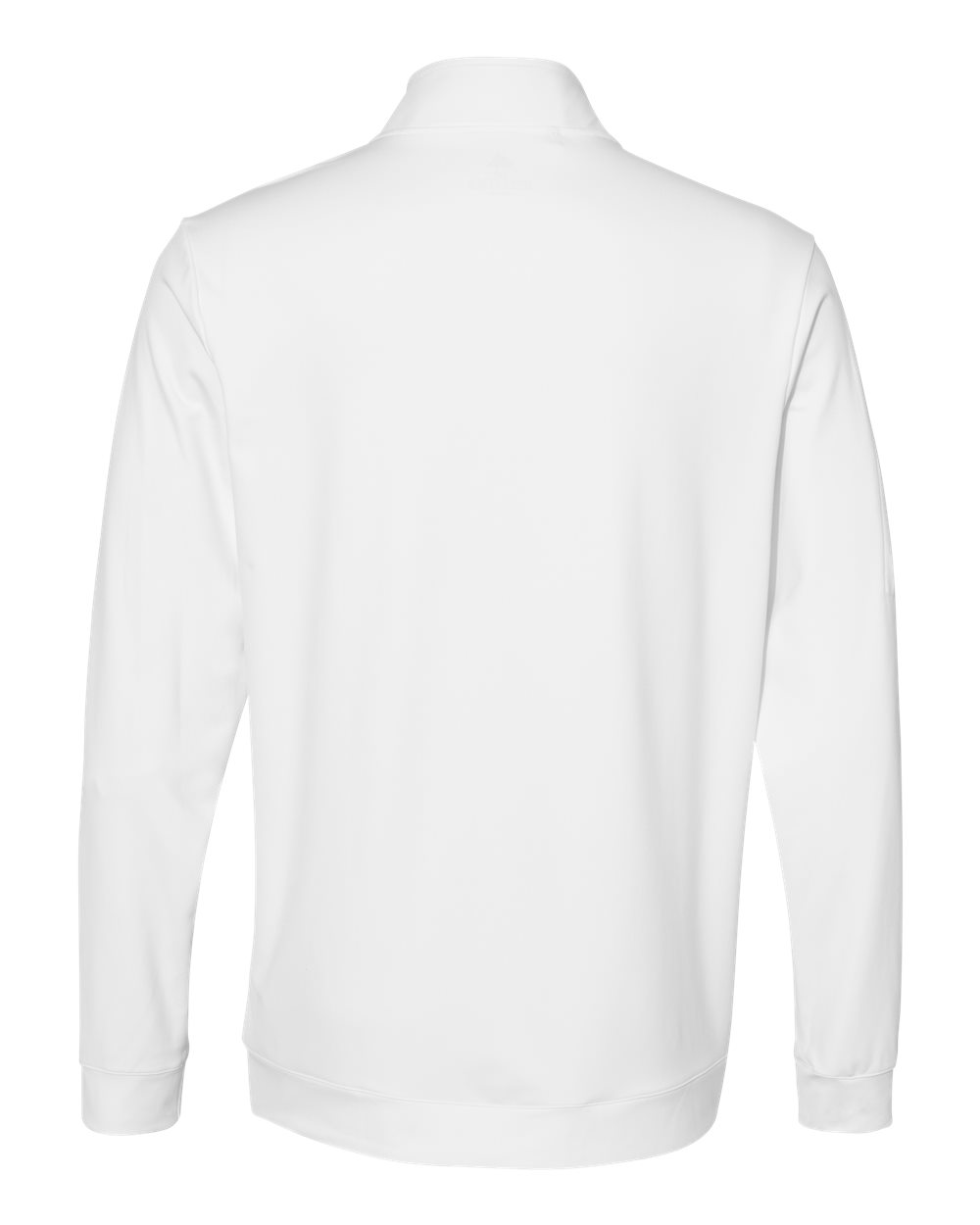 Rear View of White Performance Textured Quarter-Zip Pullover - A295
