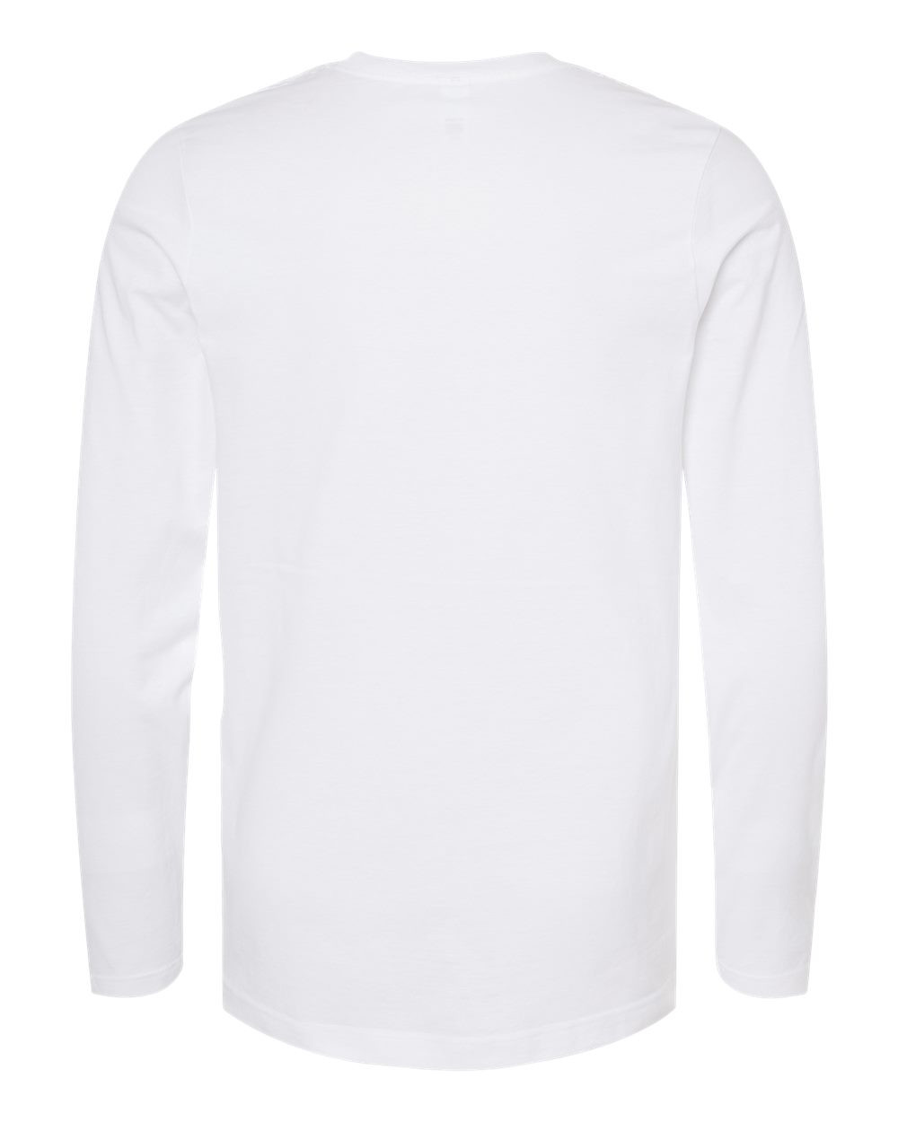 Rear View of White Premium Cotton Long Sleeve T-Shirt - 591