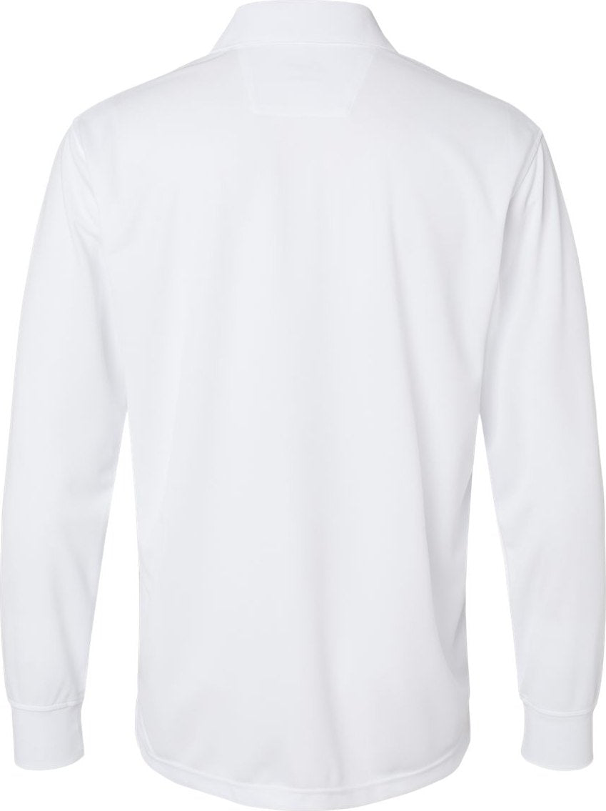 Front View of White Prescott Long Sleeve Polo - 110