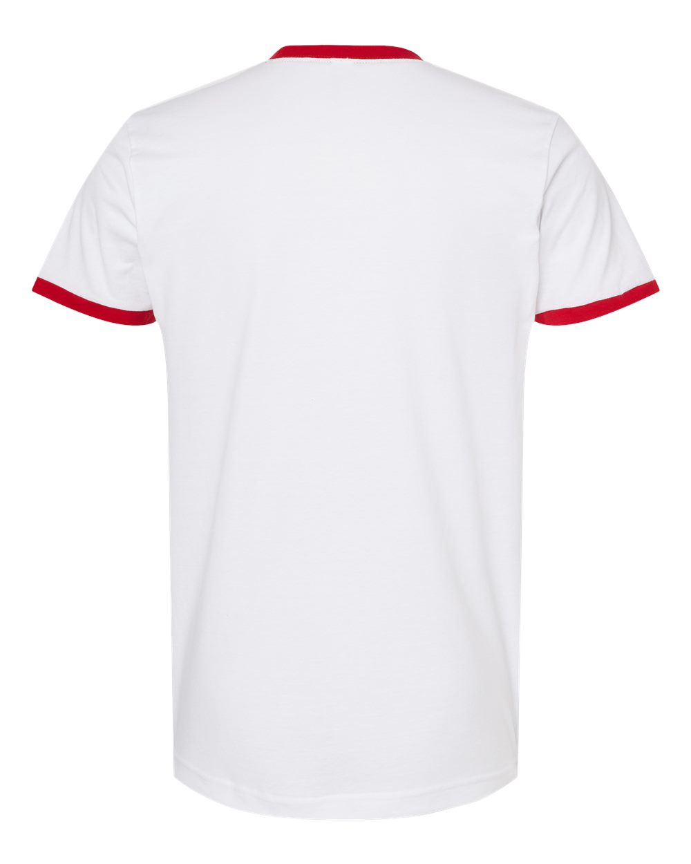 Rear View of White/ Red Fine Jersey Ringer T-Shirt - 246