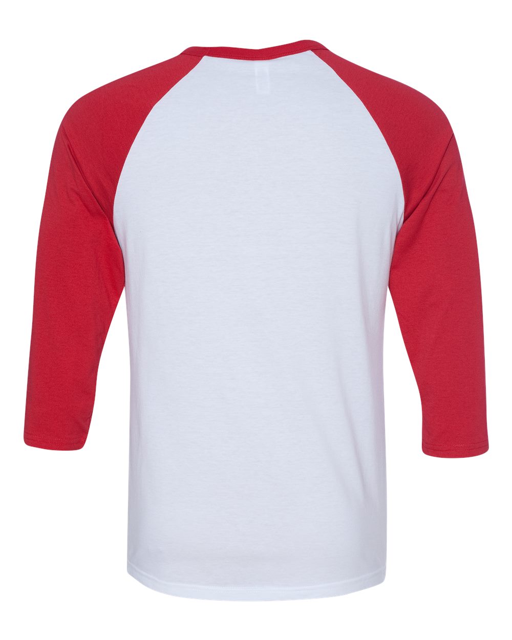 Rear View of White/ Red Three-Quarter Sleeve Baseball Tee - 3200